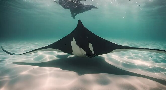 Manta ray under the sea.