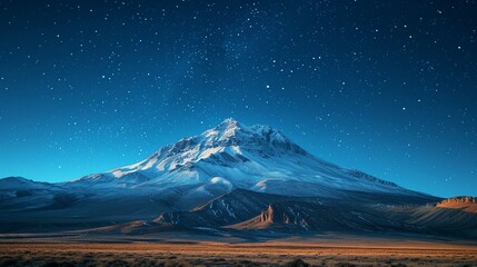 Mountain peak under a starry night sky, capturing the beauty of the night. AI generate illustration - obrazy, fototapety, plakaty