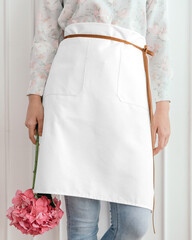 Naklejka premium Half apron PNG mockup minimal style for flower shop owner