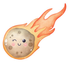 meteorite clip art, Illustration of the meteor, A cute cartoon drawing of meteor © Wataame Rika 