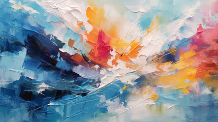 Abstract Explosion of Colors in Acrylic on Canvas Capturing Dynamic Movements