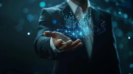 A Man Presenting Digital Hologram