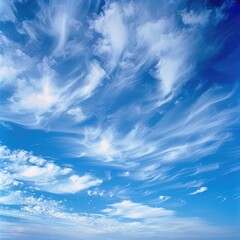 Blue Expanse Wispy Cloud Brushstrokes
