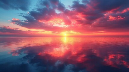Seascape during sunset with reflections of the colorful sky. AI generate illustration - 788175213