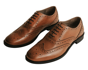 Men's brown leather derby png shoes