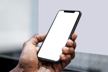 Transparent phone screen mockup png