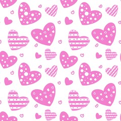 Seamless pattern with pink heart background 