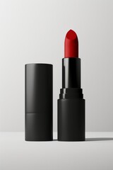Obraz premium lipstick mockup simple clean red lipstick black packaging