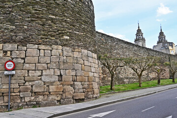 Lugo, Galizia,  i bastioni delle antiche mura romane - Spagna - obrazy, fototapety, plakaty