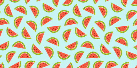 Seamless pattern with watermelons. Vector flat background
