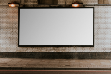 Billboard mockup png, advertisement on the street of London
