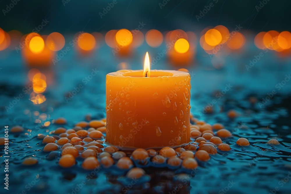 Poster candle in the middle of it copy space for text