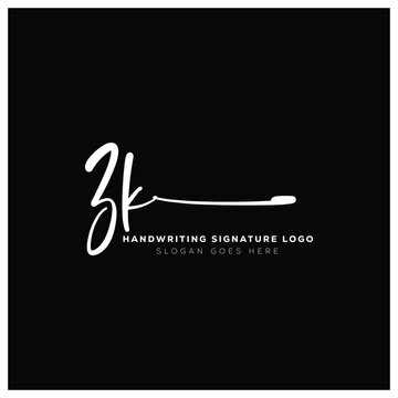 ZK initials Handwriting signature logo. ZK Hand drawn Calligraphy lettering Vector. ZK letter real estate, beauty, photography letter logo design.