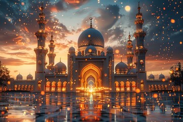 mosque islam religion architecture travel sky landmark minaret muslim sunset dome - Powered by Adobe