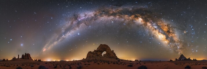 Galaxy astronomy arch panorama view of the Milky Way arch