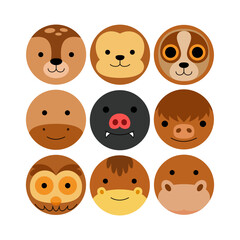 Rounded Animal Face Vector Illustration