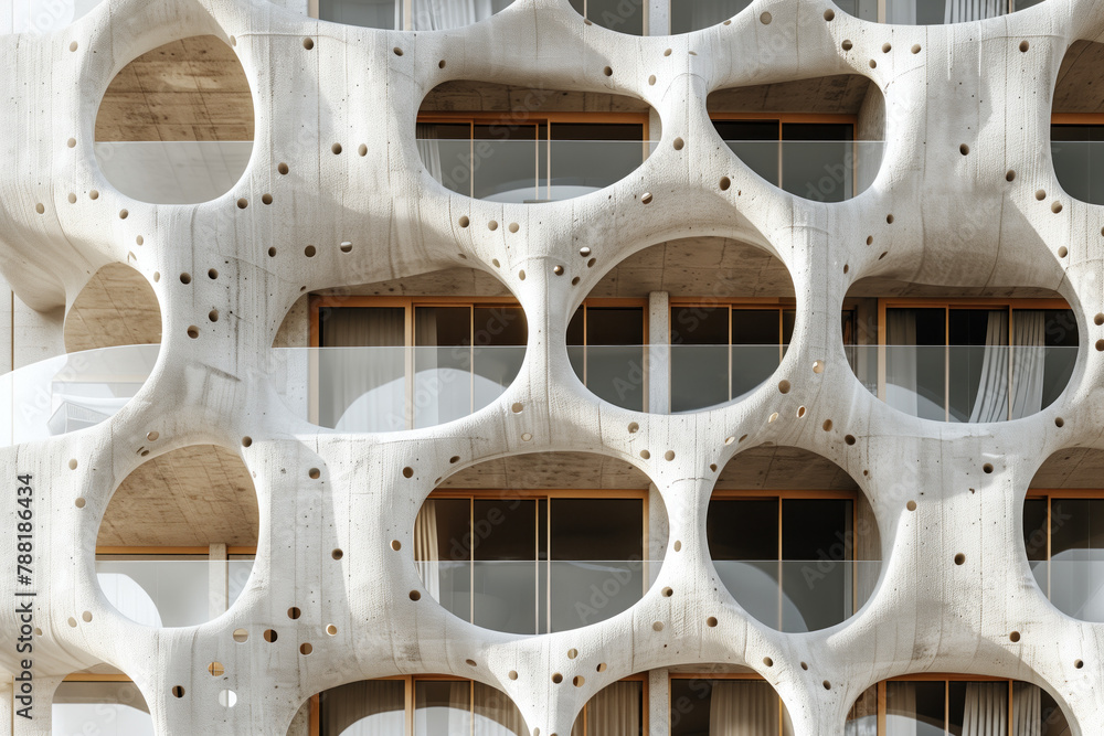 Poster facade of a modern residential building with balconies. background image. created with generative ai