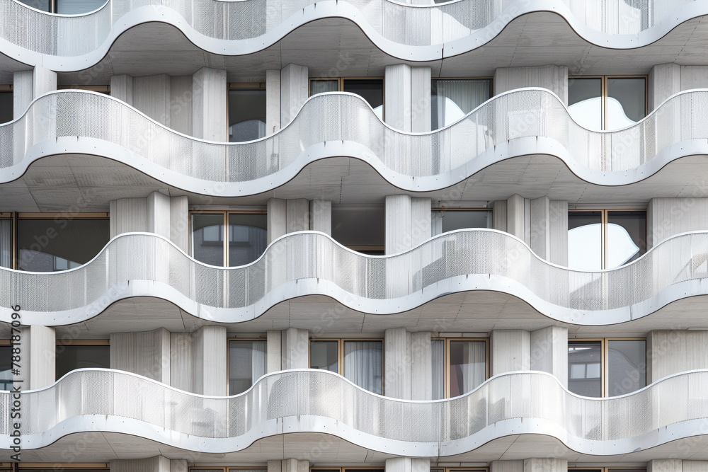 Poster facade of a modern residential building with balconies. background image. created with generative ai