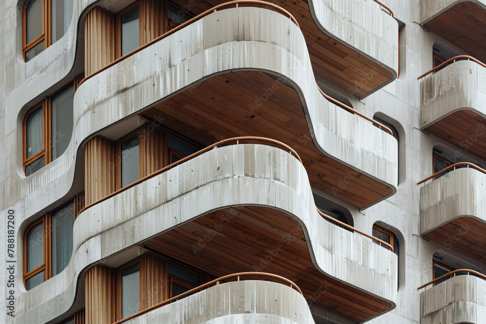 Poster facade of a modern residential building with balconies. background image. created with generative ai
