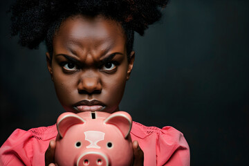 Woman Holding Piggy Bank. Generative AI - 788187682