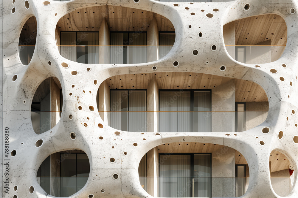 Poster facade of a modern residential building with balconies. background image. created with generative ai
