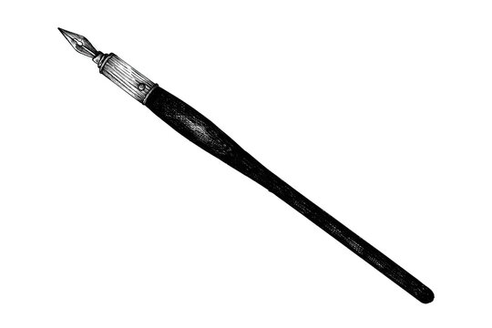 Hand drawn classic fountain pen design element