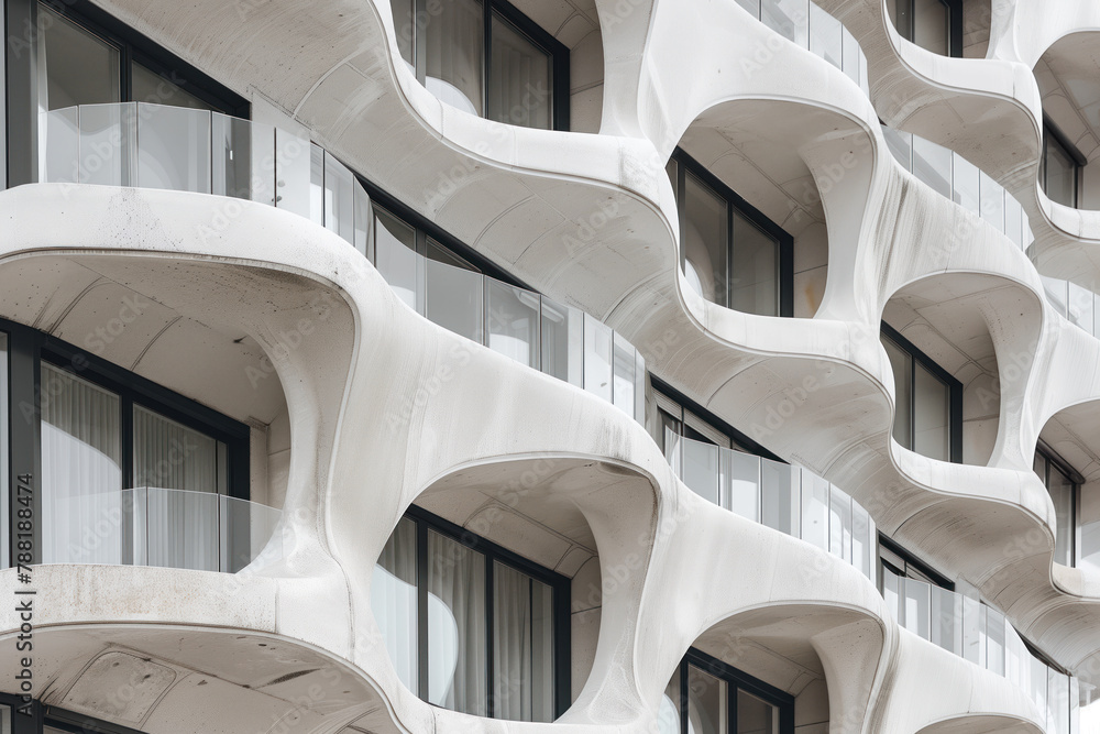 Poster facade of a modern residential building with balconies. background image. created with generative ai