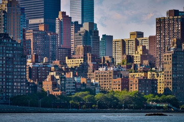 View of high-rise skyscrapers in Manhattan, New York, United States.
