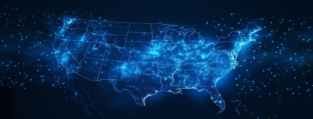 background of american map, America map, Abstract digital map Abstract digital map of America, concept of American global network and connectivity, data transfer and cyber technology, Ai
