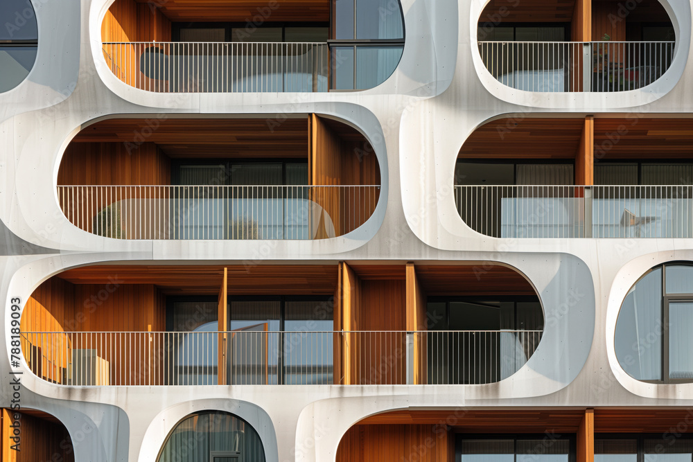 Poster facade of a modern residential building with balconies. background image. created with generative ai