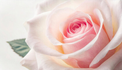 Close-up of a pink rose with soft petals against a blurred background.