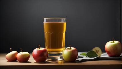 apples juice and apple on transparent background