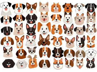 Obraz premium Amazing Illustration of a set of funny cartoon dogs cats