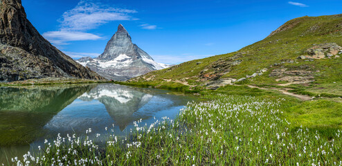 View of beautiful aerial perspective of Matterhorn mountain, Zermatt, Switzerland.