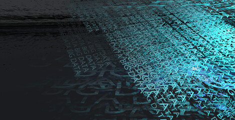 Artificial intelligence and big data concept. Abstract binary code digital technology background. 3D render illustration.