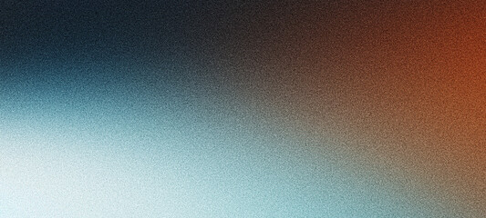 Grainy brown orange blue poster background, noisy texture dark moody teal turquoise aquamarine grunge retro backdrop design smooth color gradient banner © AdGraphics