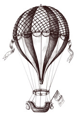 Fototapeta premium Hand drawn hot air balloon design element