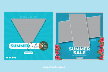 Special offer summer sale up to 70 percent off social media post design template illustration