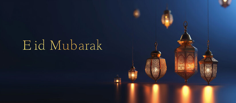 3D illustration of Eid Mubarak background. Generative AI