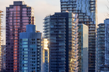 Highrise Residential and Commercial Buildings in Modern Downtown City. Vancouver