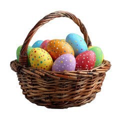 colorful easter eggs in basket