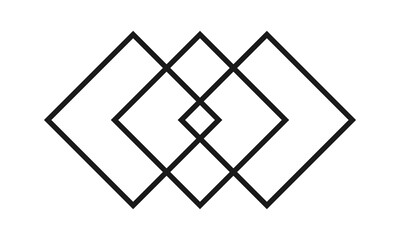 Three Hollow Overlapping Squares Stroke Icon