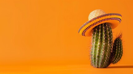 Mexican cactus in sombrero