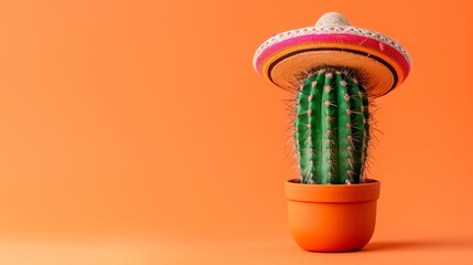 Mexican cactus in sombrero