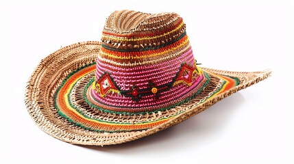 Straw sombrero with bright pattern