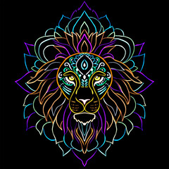 Obraz premium Majestic Colourful Mandala Lion