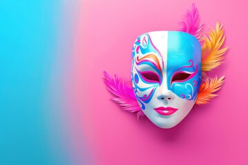 Dramatic Elegance: A Celebration of Theatrical Masquerade Balls with Elaborate Costumes and Vibrant Celebrations in an Elegant Atmosphere - obrazy, fototapety, plakaty