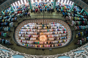 Dhaka, Bangladesh - 01 March 2024: View of jummah prayer at national mosque, dhaka, bangladesh.