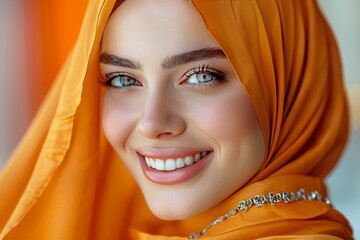 Colorful hijab fashion shoot for trendy muslim women, modern modest style in vibrant wide banner