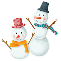 Winter snowman png sticker hand drawn illustration